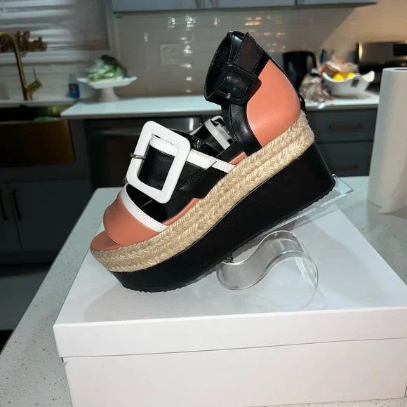 Pierre Hardy Leather Wedge Sandals - Picture 1 of 5